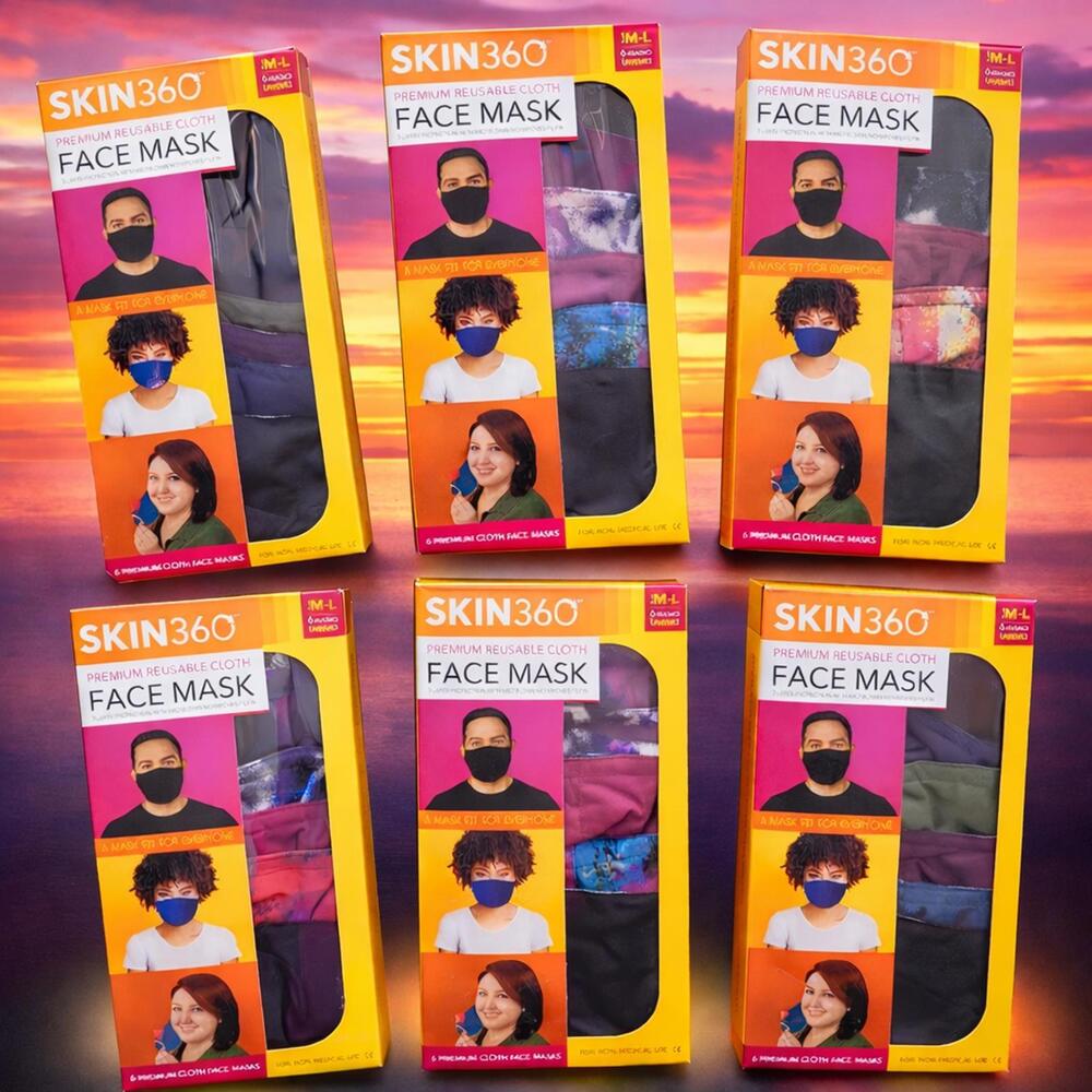 SKIN 360 FACE MASKS PREMIUM REUSABLE CLOTH QTY(6) BRAND NEW READY TO SHIP